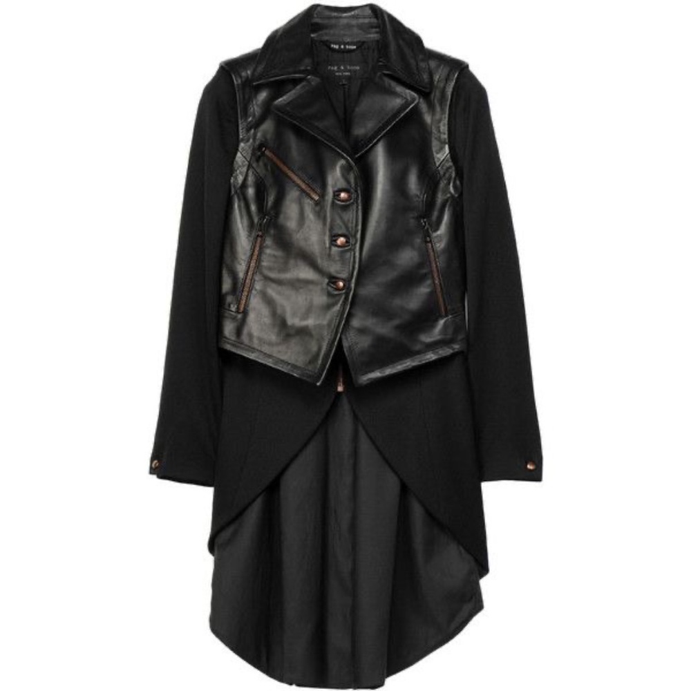 Rag & Bone NY Leather and wool jacket - Biker Tailcoat Size small - Picture 7 of 7